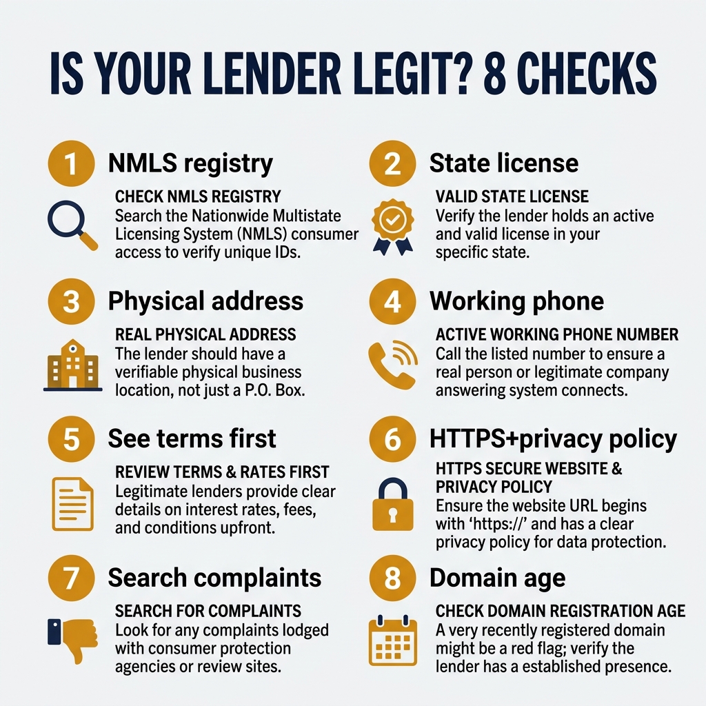Infographic: 8-step lender verification checklist for bad credit borrowers
