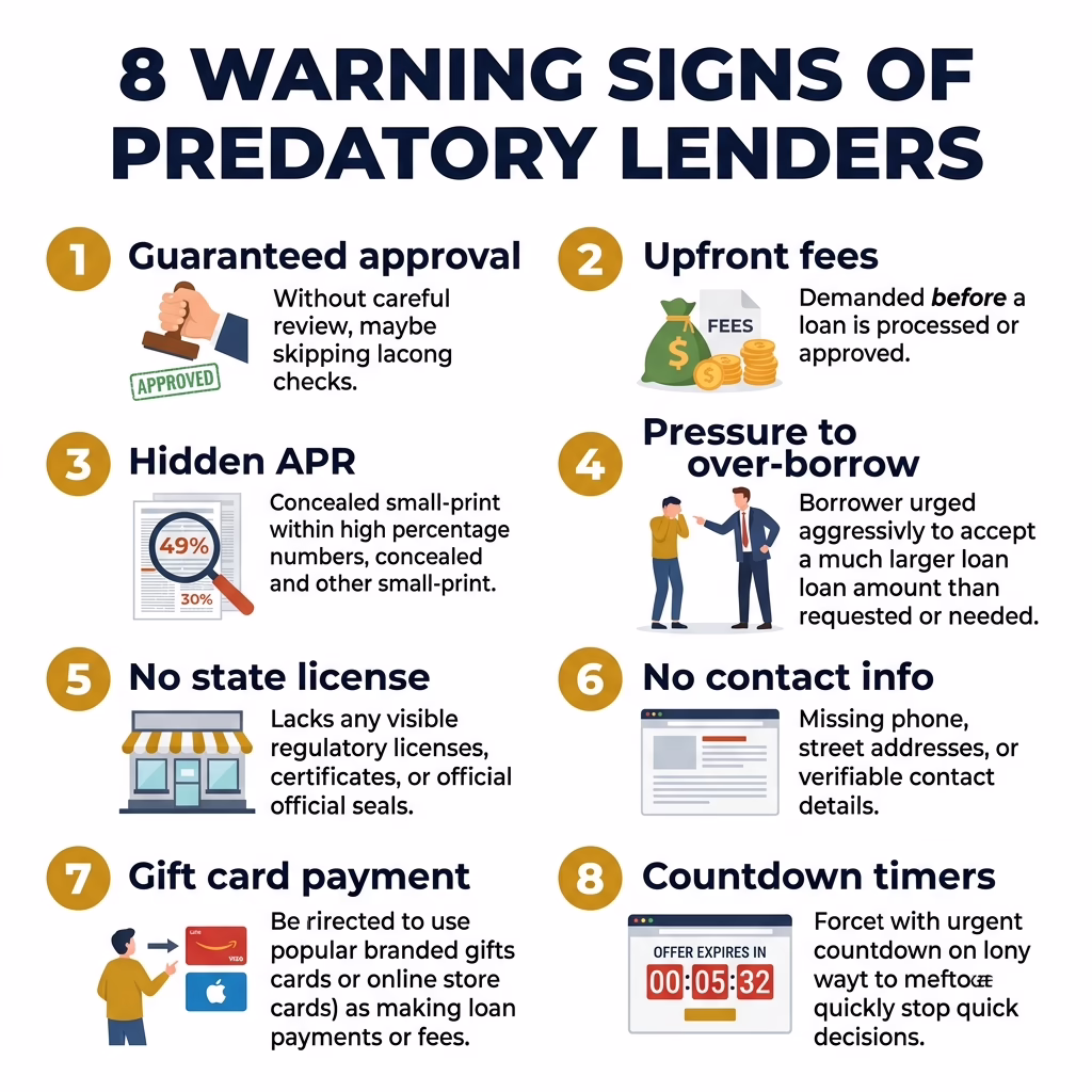 Infographic: 8 warning signs of predatory lenders checklist