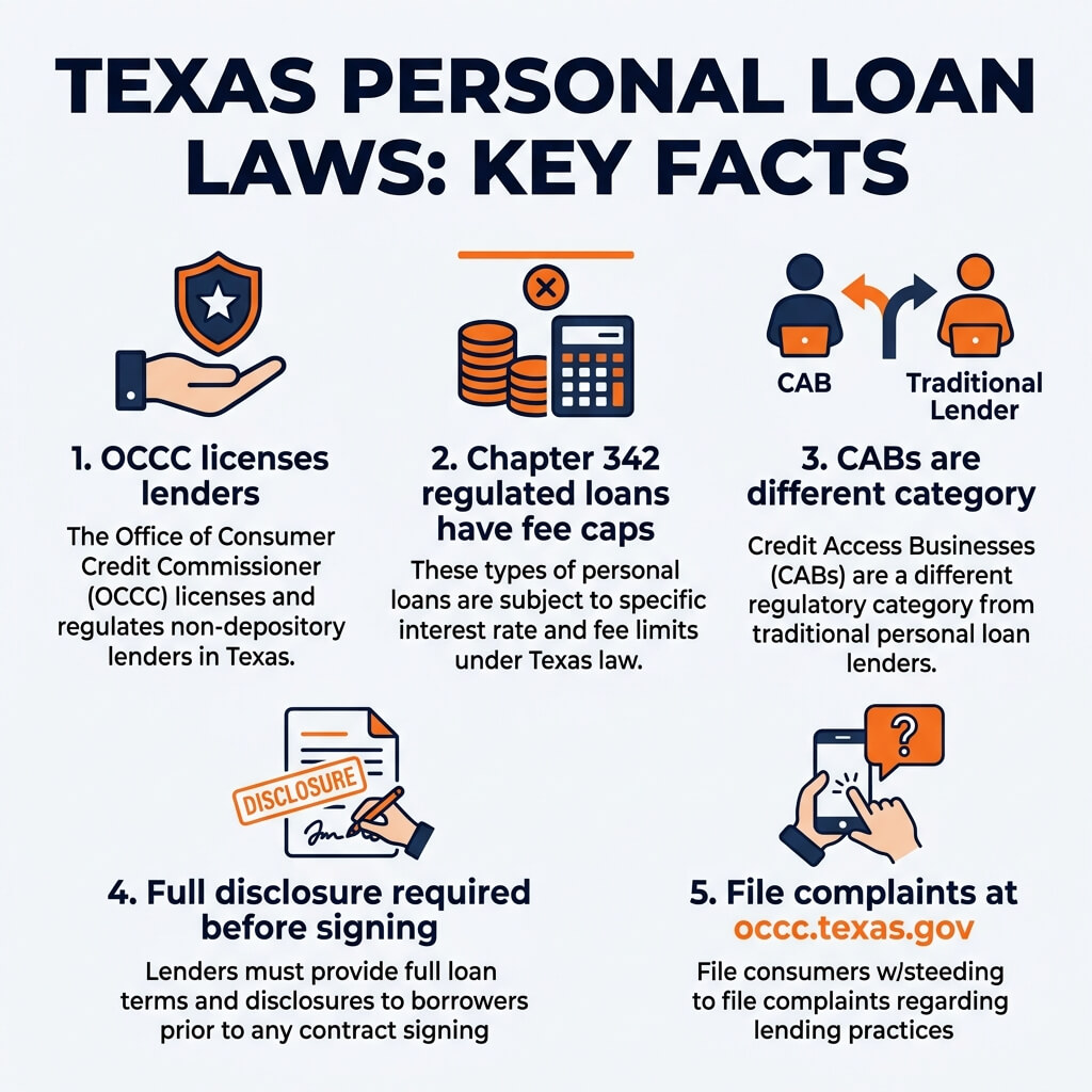 infographic on personal loan laws in texas
